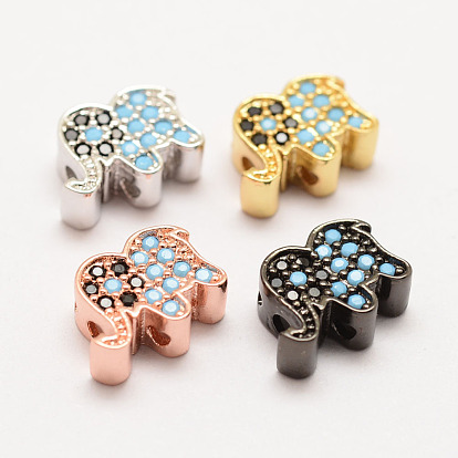 Micro cuivres ouvrent note AAA pendentifs de zircone cubique, liens multi-brins, plaqué longue durée, éléphant, sans cadmium et sans nickel et sans plomb