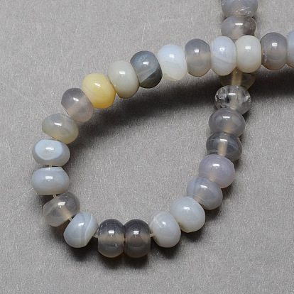 Gris naturel perles agate de pierre brins, rondelle, 8x5mm, Trou: 1mm, Environ 60~65 pcs/chapelet, 15.7 pouce