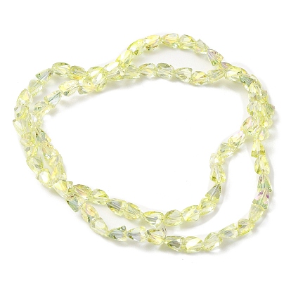 Transparentes perles de verre de galvanoplastie brins, arc-en-ciel plaqué, facette, triangle