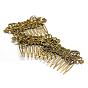 Iron Hair Comb Findings, Flower, 74x47.5x1.5mm