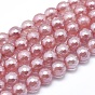 Electroplated Cherry Quartz Glass Beads Strands, Round, Faceted