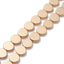 Non-magnétiques perles d'hématite synthétique brins, placage galvanique (rétention de couleur pendant 1 an), Style mat, plat rond