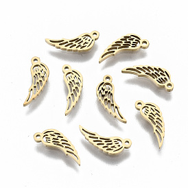 304 Stainless Steel Charms, Laser Cut, Wing