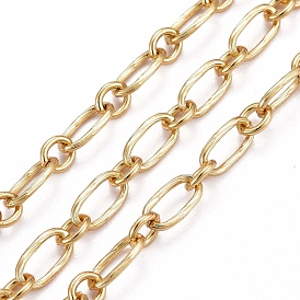 Brass Chains, Oval Link Chains, with Spool, Long-Lasting Plated, Unwelded