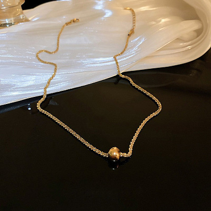 Minimalist Fashion Stainless Steel Ball Necklace - Unique, Stylish, Collarbone Chain, Versatile.