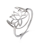 Hollow Out Lotus 304 Stainless Steel Finger Ring for Women