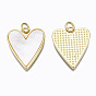Brass Pendants, with Shell and Jump Rings, Nickel Free, Heart