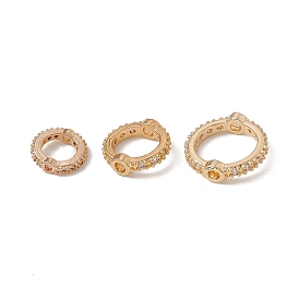 Brass Micro Pave Cubic Zirconia Bead Frames, Long-Lasting Plated, Ring