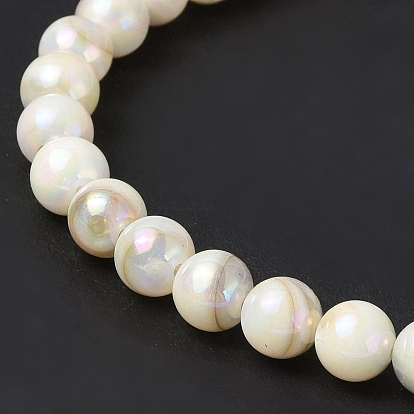 Eau douce naturelle de coquillage perles brins, de couleur plaquée ab , ronde