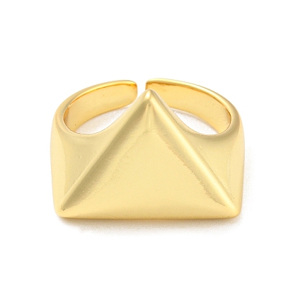 Rack Plating Brass Triangle Open Cuff Rings, Long-Lasting Plated, Lead Free & Cadmium Free