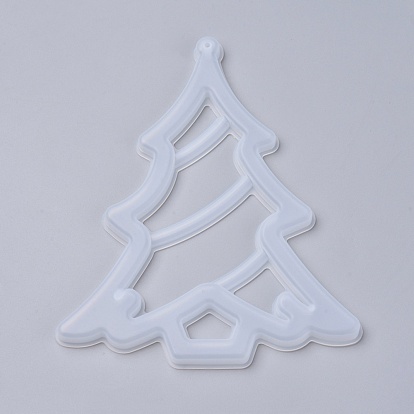 Moldes de silicona colgante diy árbol de navidad hueco, para resina uv, fabricación de joyas de resina epoxi