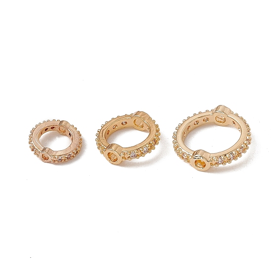 Cadres de perles de zircone cubique micro-pave en laiton, plaqué longue durée, anneau