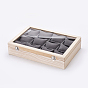 Деревянные коробки для презентаций из браслетов, с стеклянной и бархатной подушками, 12 сетки-подушки с крышкой-лотком для ювелирных витрин, прямоугольные