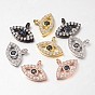 Eye Brass Micro Pave Cubic Zirconia Charms, 8x11x2mm, Hole: 1mm