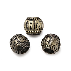 Tibetan Style Rack Plating Brass European Beads, Long-Lasting Plated, Large Hole Beads, Rondelle with Six Character Mantra