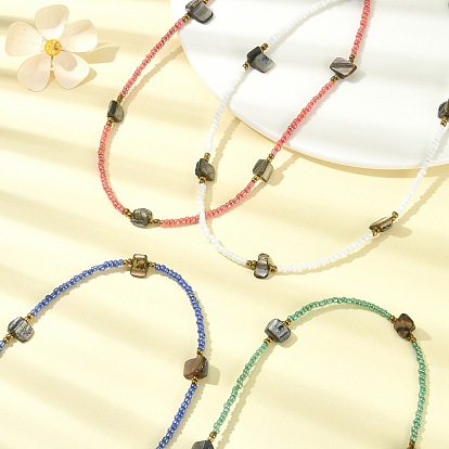 Natural Shell Nugget & Glass Seed Beaded Necklaces