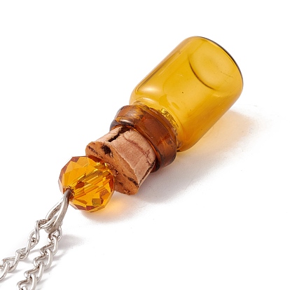 Pendentifs de bouteille de parfum vide, avec bouchon en liège et chaîne en laiton, conclusions de fer de platine