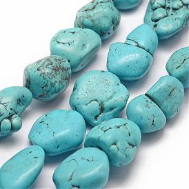 Synthetic Turquoise Beads Strands, Nuggets, Dyed