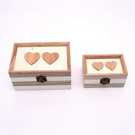 Wood Jewelry Box, for Arts, Crafts and Home Decor, Rectangle with Heart