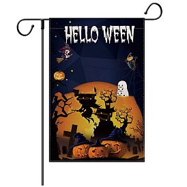 Садовый флаг на хэллоуин, двухсторонние флажки для дома из мешковины, ведьма тыквы шаблон для домашнего сада двора офисных украшений
