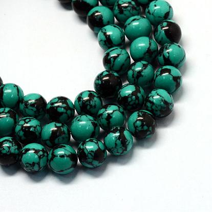 Turquesa sintética hebras de perlas de piedras preciosas, rondo, teñido