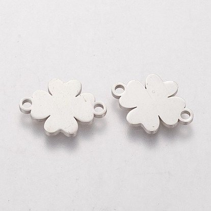 201 Stainless Steel Links Connectors, Laser Cut, with Four Leaf Clover