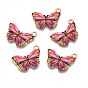 Printed Alloy Pendants, Cadmium Free & Nickel Free & Lead Free, Light Gold, Butterfly
