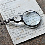 Ожерелье с плоским круглым стеклянным увеличительным кулоном для женщин, с кабельными цепями из сплава