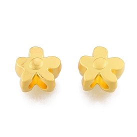 Alloy European Beads, Large Hole Beads, Matte Style, Flower