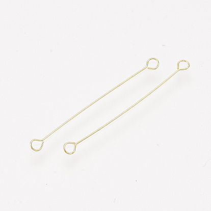 Brass Links Connectors, Double Sided Eye Pins, Real 18K Gold Plated