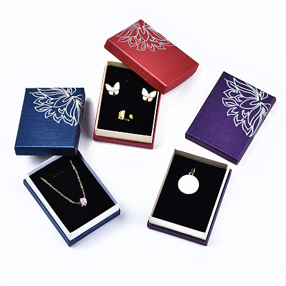 Картонные коробки ювелирных изделий, Для кольца, серьга, Ожерелье, с губкой внутри, прямоугольные