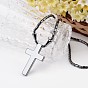 Non-Magnetic Synthetic Hematite Pendant Necklace, Cross