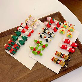 Cute Christmas Resin Hair Clip Cartoon Deer Fun BB Bangs Clip