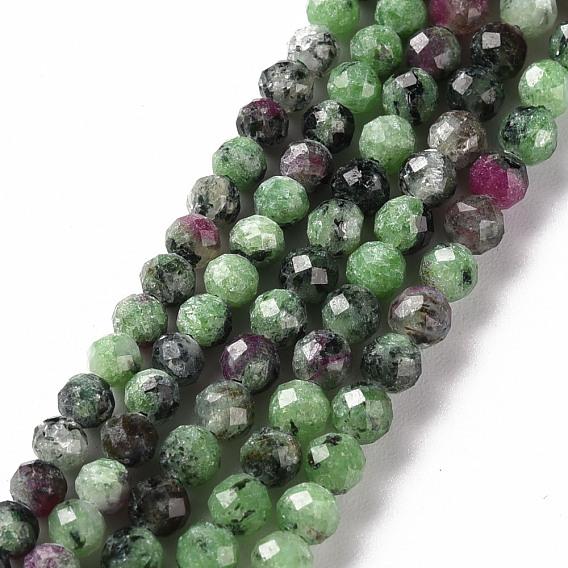 Natural Ruby in Zoisite Beads Strands, Round, Faceted