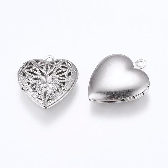 304 Stainless Steel Pendant Rhnestone Settings, Diffuser Locket Pendants, Photo Frame Charms for Necklaces, Heart