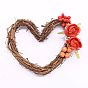 Aro de corona de rama de vid de ratán en forma de corazón, para decoraciones de fiesta de navidad de pascua de bricolaje