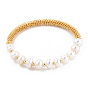 Natural Cultured Freshwater Pearl Beads Cuff Bangle, Real 14K Gold Plated Brass Jewelry for Women