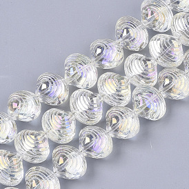 Electroplate Glass Beads Strands, AB Color Plated, Shell Shape