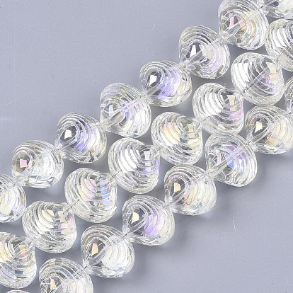 Abalorios de vidrio electrochapa, color de ab chapado, shell forma