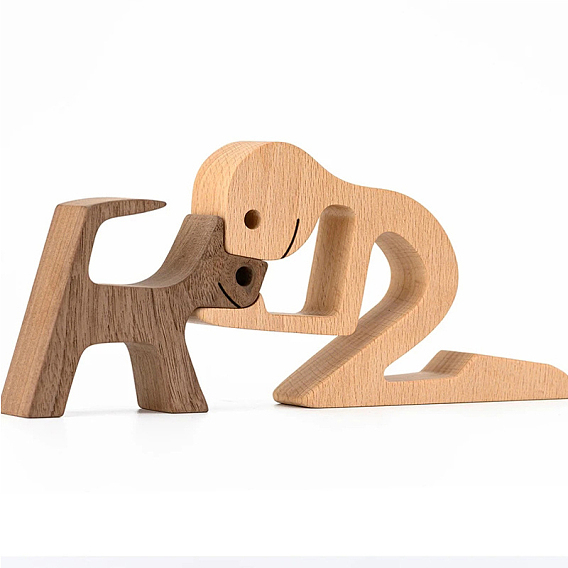 Man & Dog Handmade Wood Carving Ornaments, for Home Desks Decorations