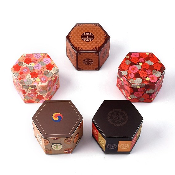 Boîte d'emballage de bonbons de forme hexagonale, boîte de cadeau de fête de mariage, des boites, avec le modèle