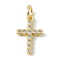 Brass Micro Pave Cubic Zirconia Charms, with Jump Rings, Religion Cross Charms
