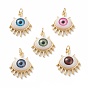 Brass Pendants, with Acrylic and Jump Rings, Eye, Long-Lasting Plated, Real 18k Gold Plated