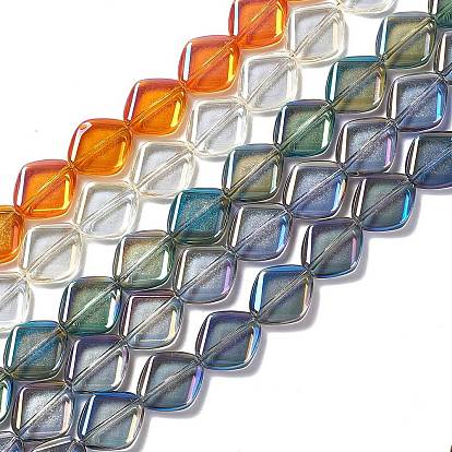 Abalorios de vidrio electrochapa, chapado en arco iris , rombo