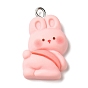 Cute Pet Opaque Resin Pendants, Animal Charms with Platinum Plated Iron Loops