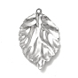 Textured 304 Stainless Steel Pendants, Leaf Charms