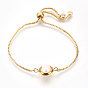 Pearl Bracelets Sets, Slider Bracelets and Stretch Bracelets, with Brass Findings, Round
