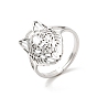 Revestimiento iónico (ip) 304 anillos para los dedos de acero inoxidable, Anillo ajustable con cabeza de lobo hueca para mujer.