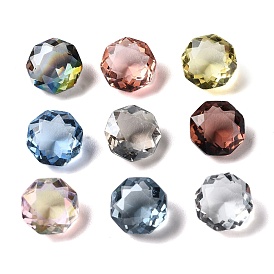 Transparent Glass Rhinestone Cabochons, Faceted, Pointed Back, Octagon