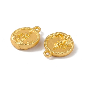 Alloy Pendants, Flat Round with Castle Charm
